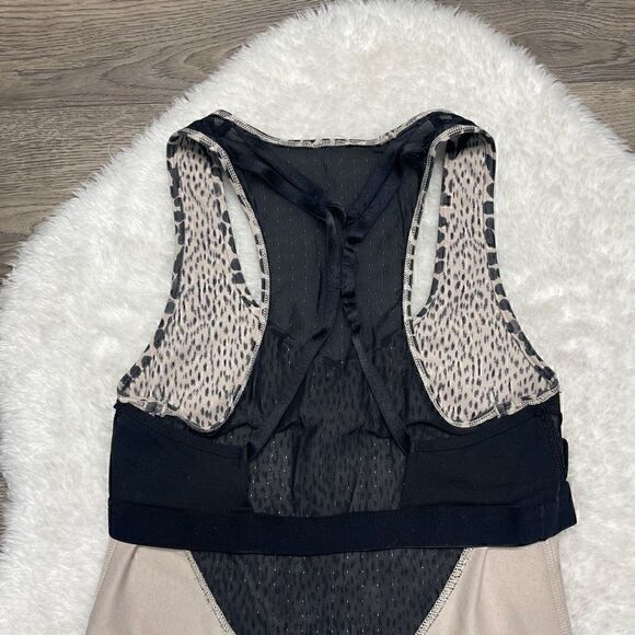 Lululemon Dance to Yoga Tank Top Size 4 Tan Beige Black Mesh Athletic - Picture 8 of 11